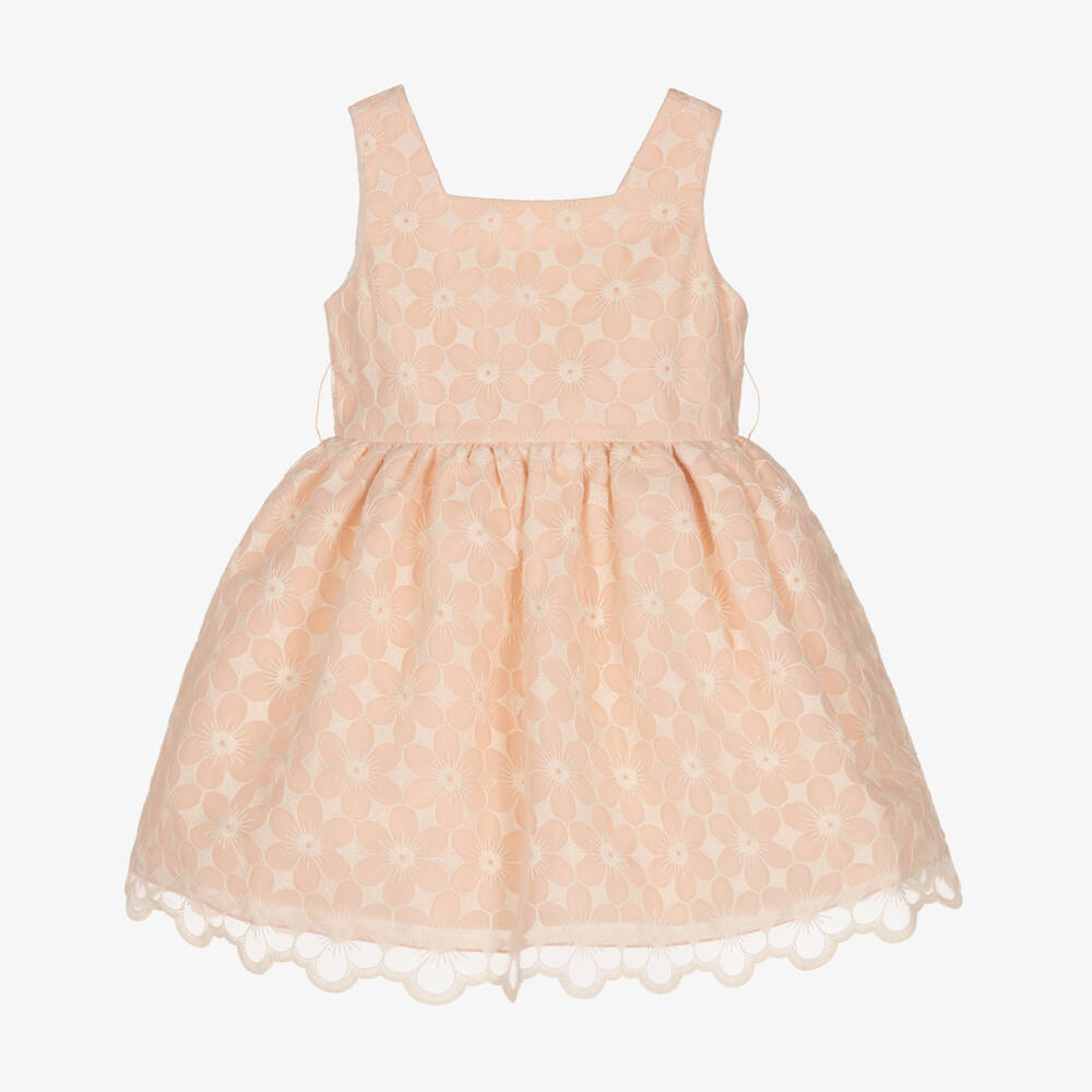 Abel & Lula-Girls Pink Embroidered Organza Dress | Childrensalon Outlet