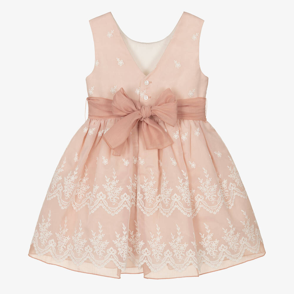 Abel Lula Girls Pink Embroidered Organza Dress Childrensalon