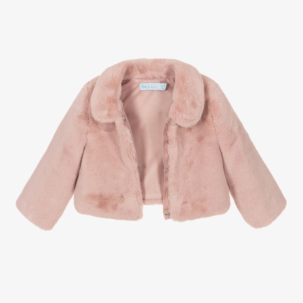 Abel & Lula-Girls Pink Faux Fur Jacket | Childrensalon Outlet