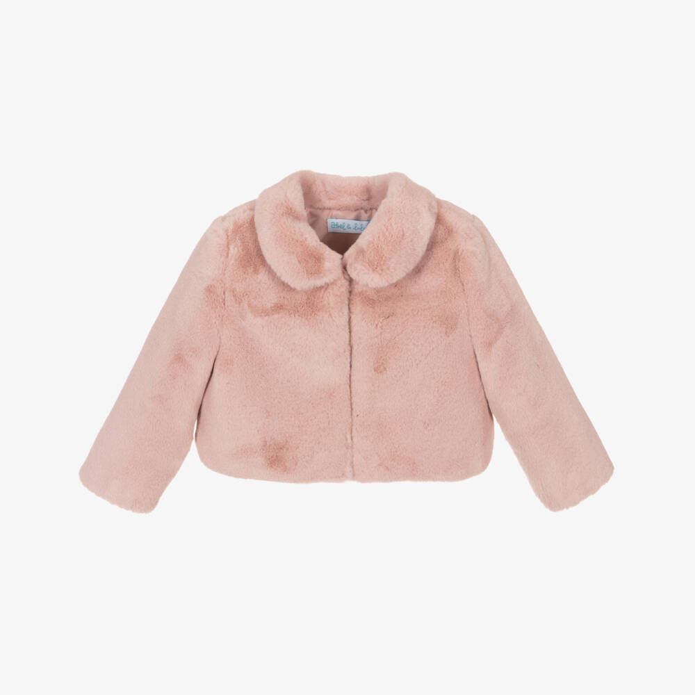 Abel & Lula-جاكيت فرو صناعي لون زهري أطفال بناتي | Childrensalon Outlet