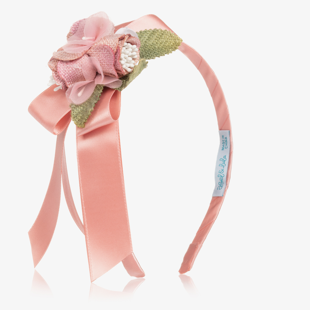 Abel & Lula - Girls Pink Floral Hairband | Childrensalon