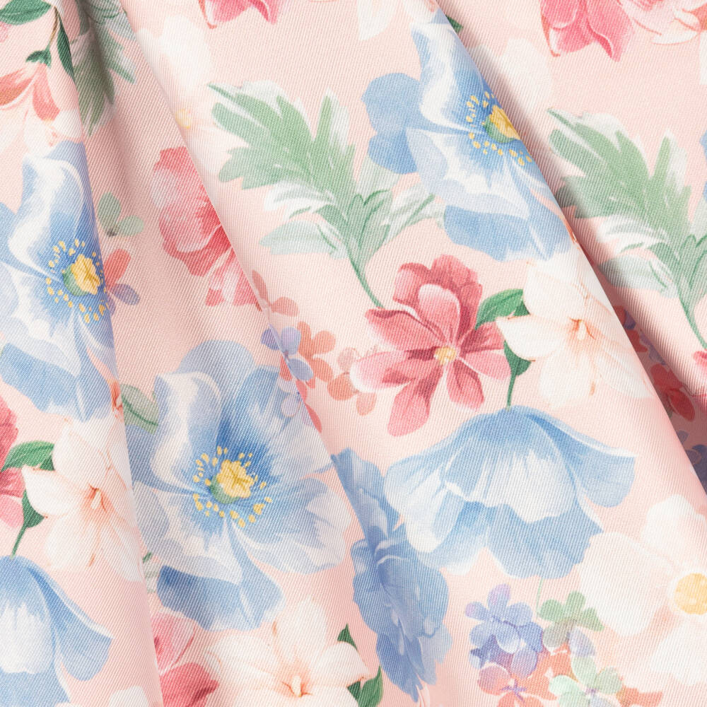 Abel & Lula - Girls Pink Floral Print Satin Dress