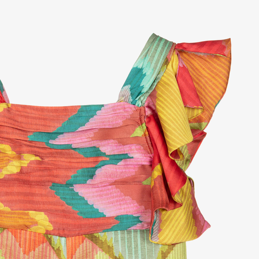 Abel & Lula-Girls Pink Geometric Print Jumpsuit | Childrensalon Outlet