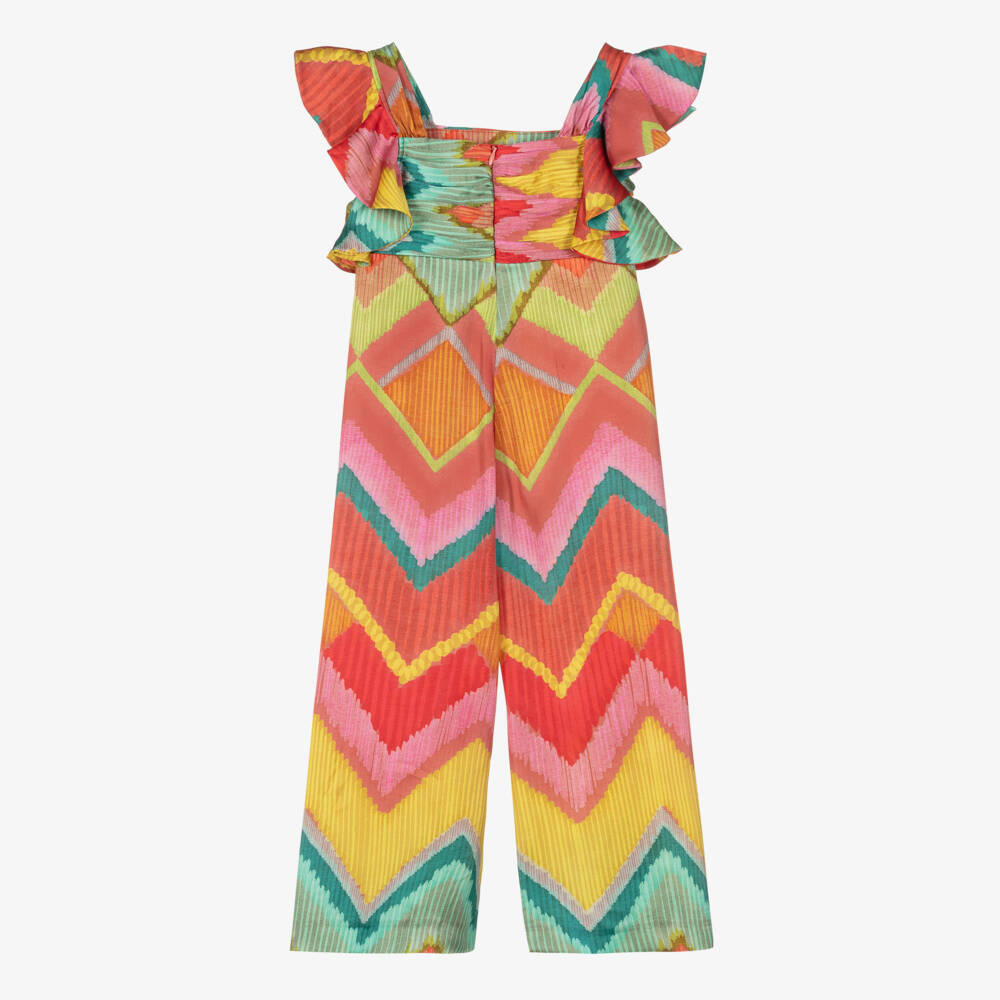 Abel & Lula-Girls Pink Geometric Print Jumpsuit | Childrensalon Outlet