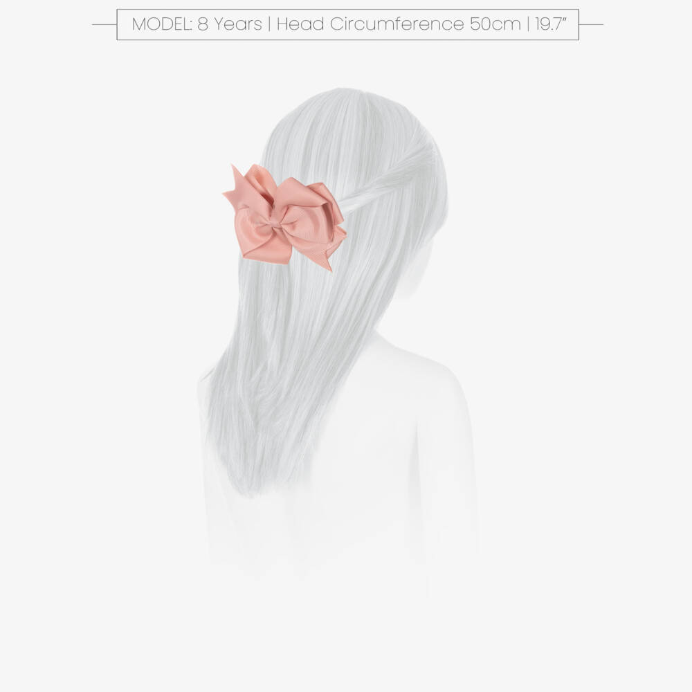Abel & Lula-Girls Pink Grosgrain Ribbon Bow Hair Clip (12cm) | Childrensalon Outlet