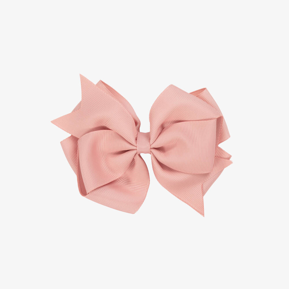 Abel & Lula-Girls Pink Grosgrain Ribbon Bow Hair Clip (12cm) | Childrensalon Outlet
