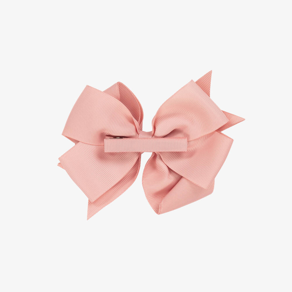 Abel & Lula-Girls Pink Grosgrain Ribbon Bow Hair Clip (12cm) | Childrensalon Outlet