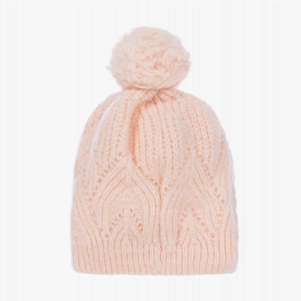 ابل اند لولا-طقم قبعة وسكارف أكريليك وموهير محبوك لون زهري للبنات | Childrensalon Outlet