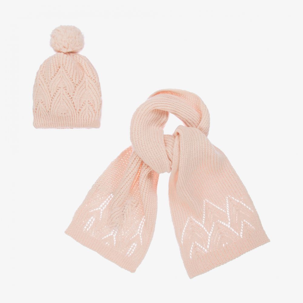 Abel & Lula - Girls Pink Hat & Scarf Set  | Childrensalon