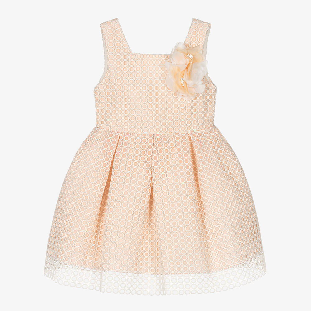 Abel & Lula-Girls Pink & Ivory Circle Lace Dress | Childrensalon Outlet