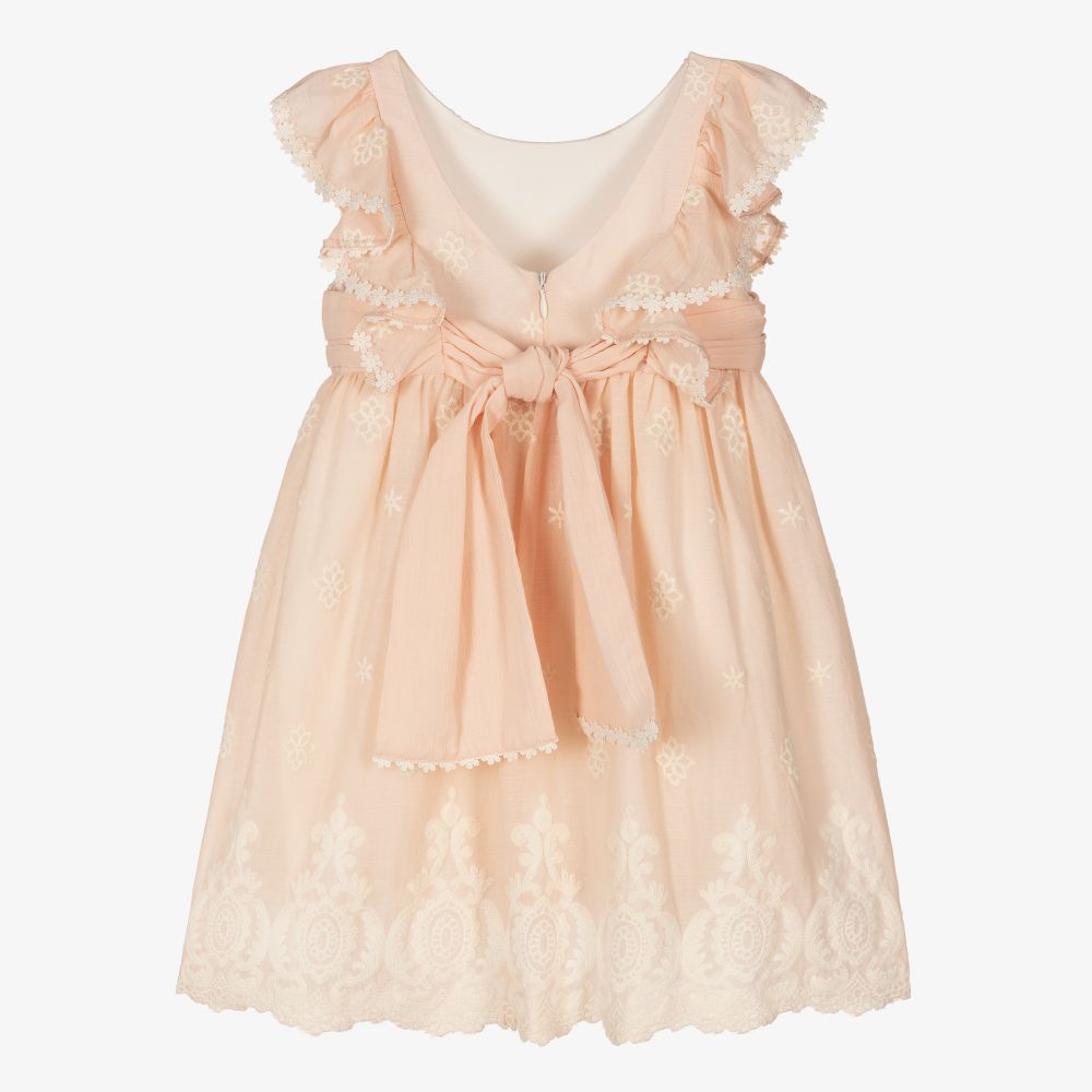 Abel & Lula - Girls Pink & Ivory Lace Dress | Childrensalon