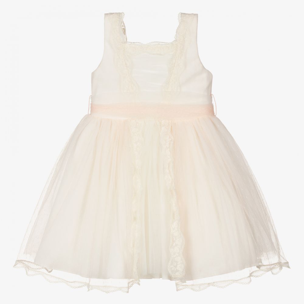 Abel & Lula - Girls Pink & Ivory Tulle Dress | Childrensalon