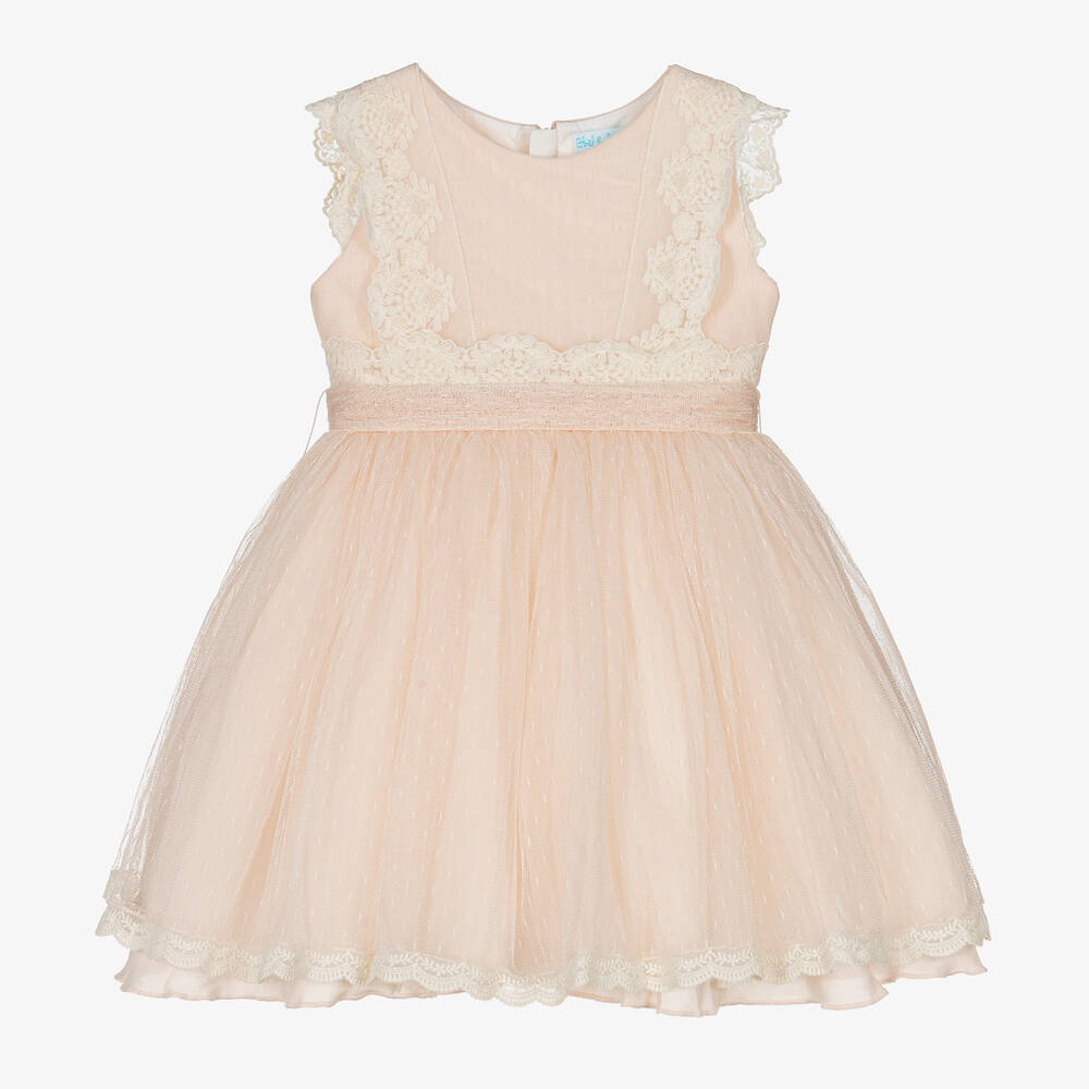 Abel & Lula - Robe rose et ivoire en tulle fille | Childrensalon