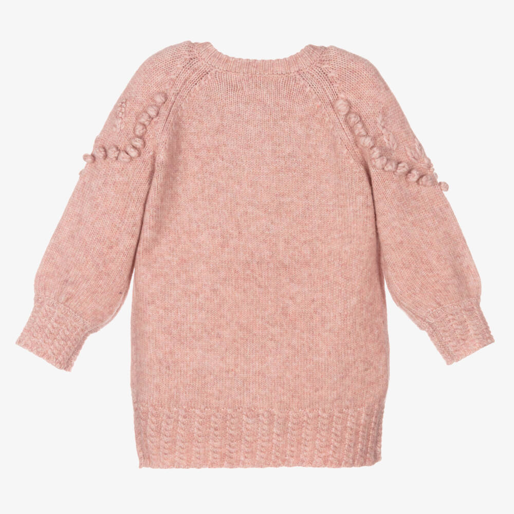 Abel & Lula-Girls Pink Knitted Floral Cardigan | Childrensalon Outlet
