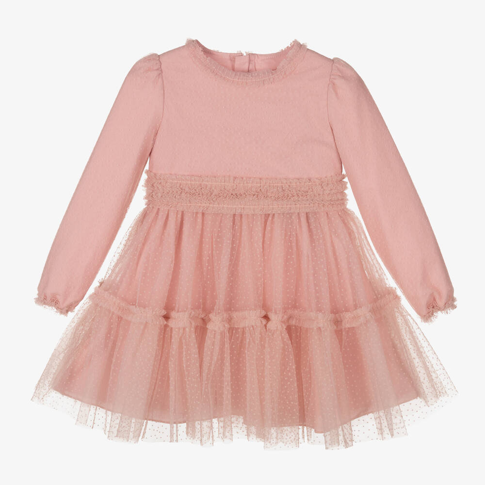 Abel & Lula - Girls Pink Polka Dot Dress | Childrensalon