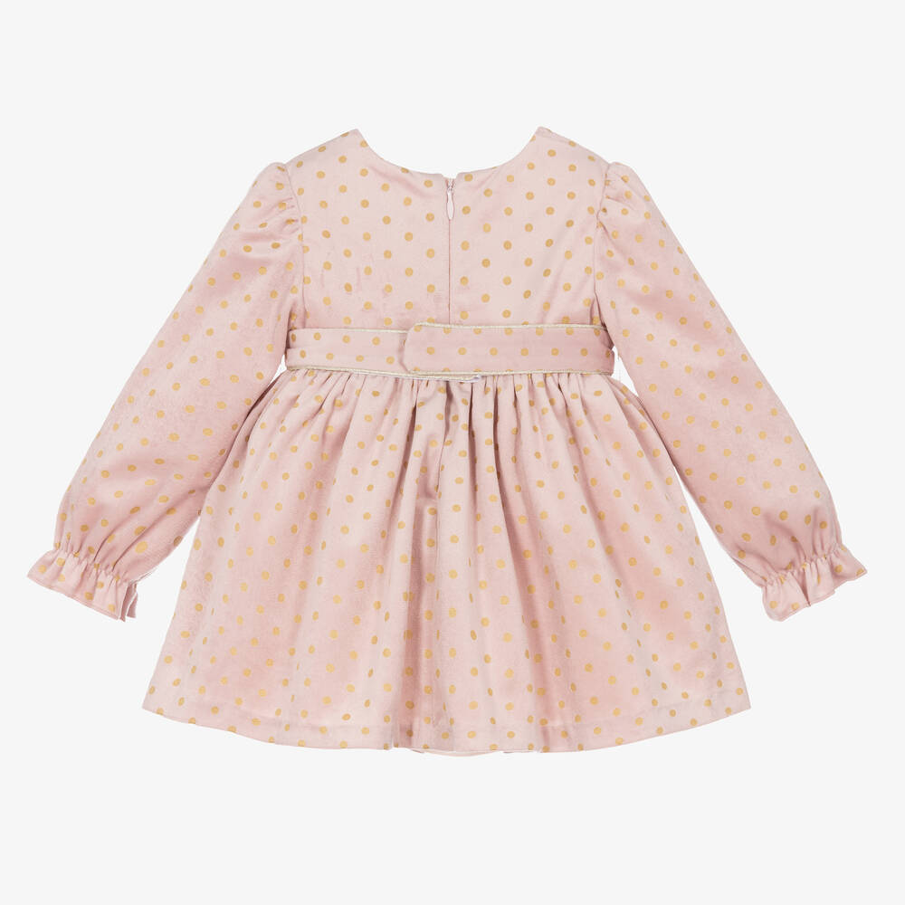 Abel & Lula-Розовое бархатное платье в горошек | Childrensalon Outlet