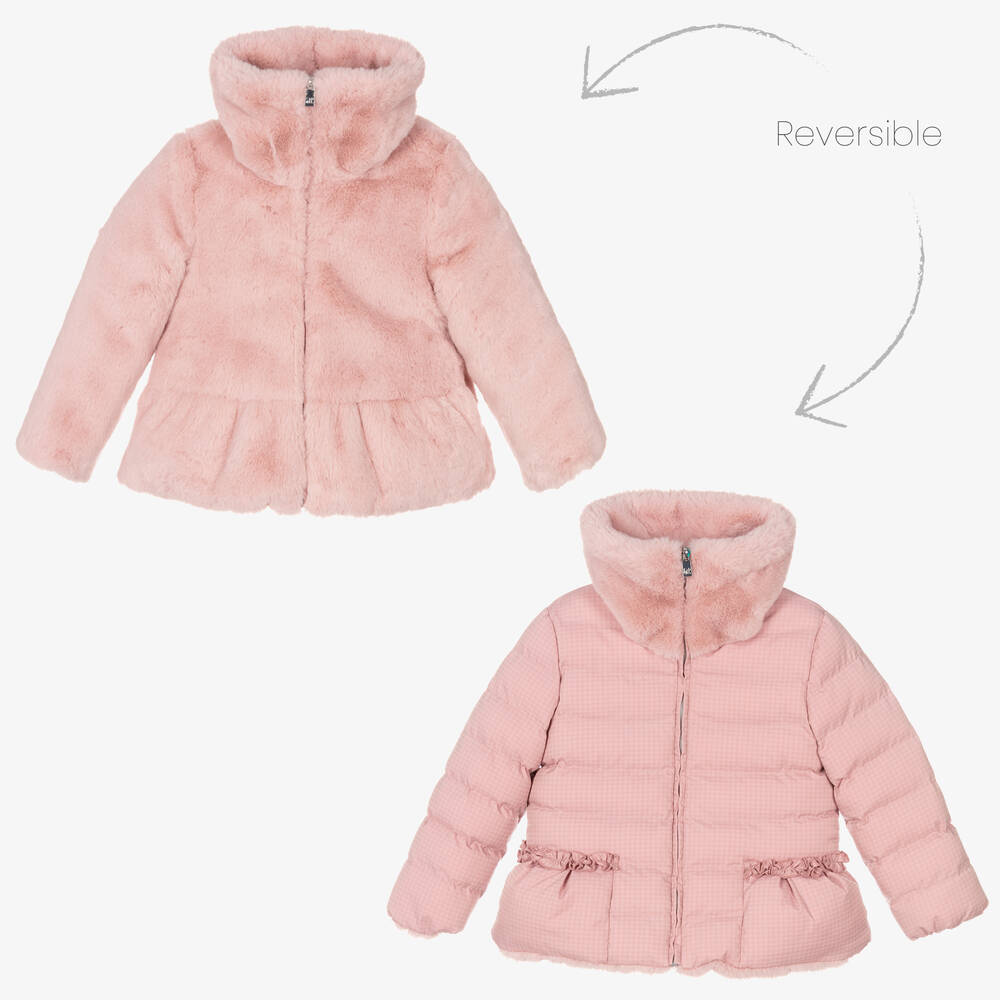Abel & Lula - Girls Pink Reversible Jacket | Childrensalon