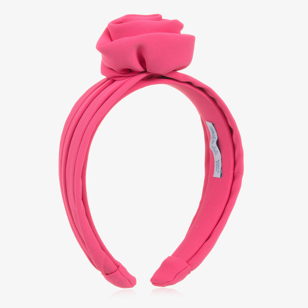 Abel & Lula-Girls Pink Rose Hairband | Childrensalon Outlet