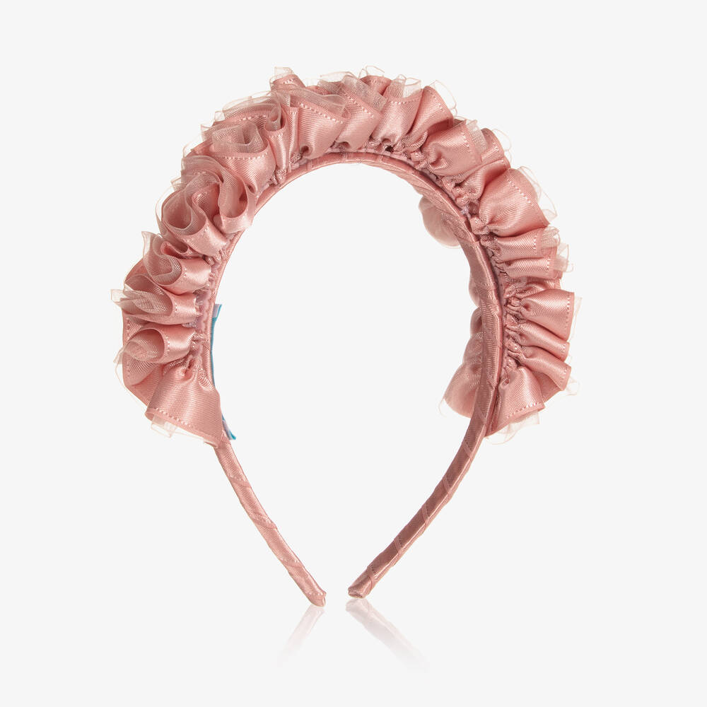 Abel & Lula - Girls Pink Ruffle Hairband | Childrensalon