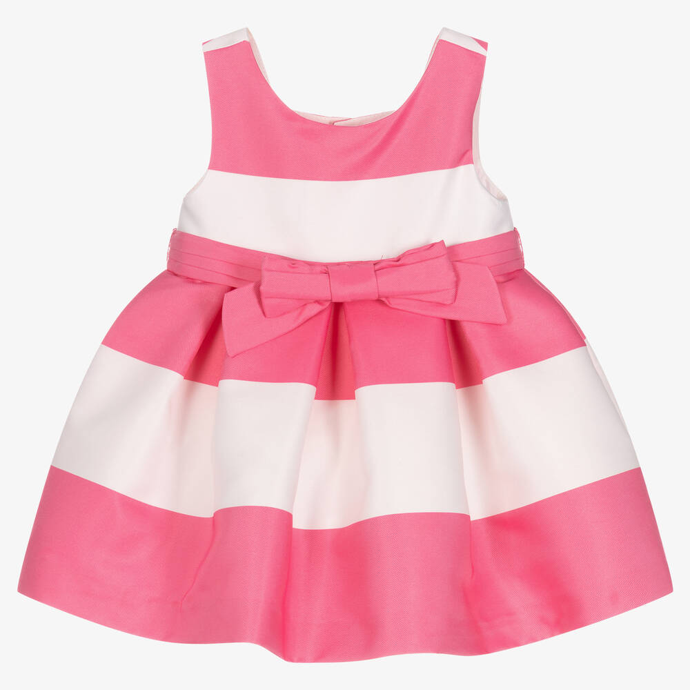 Abel & Lula - Girls Pink Striped Bow Dress | Childrensalon