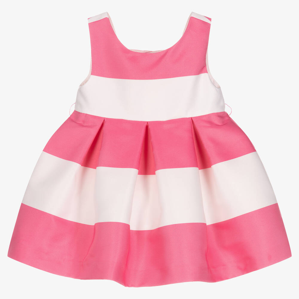 Abel & Lula-Girls Pink Striped Bow Dress | Childrensalon Outlet