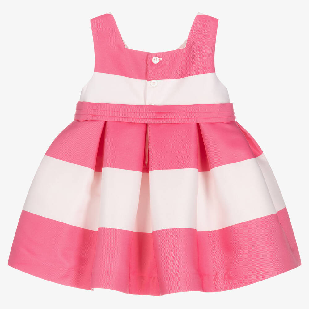 Abel & Lula-Girls Pink Striped Bow Dress | Childrensalon Outlet