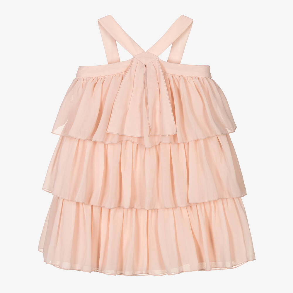 Abel & Lula - Girls Pink Tiered Chiffon Dress | Childrensalon