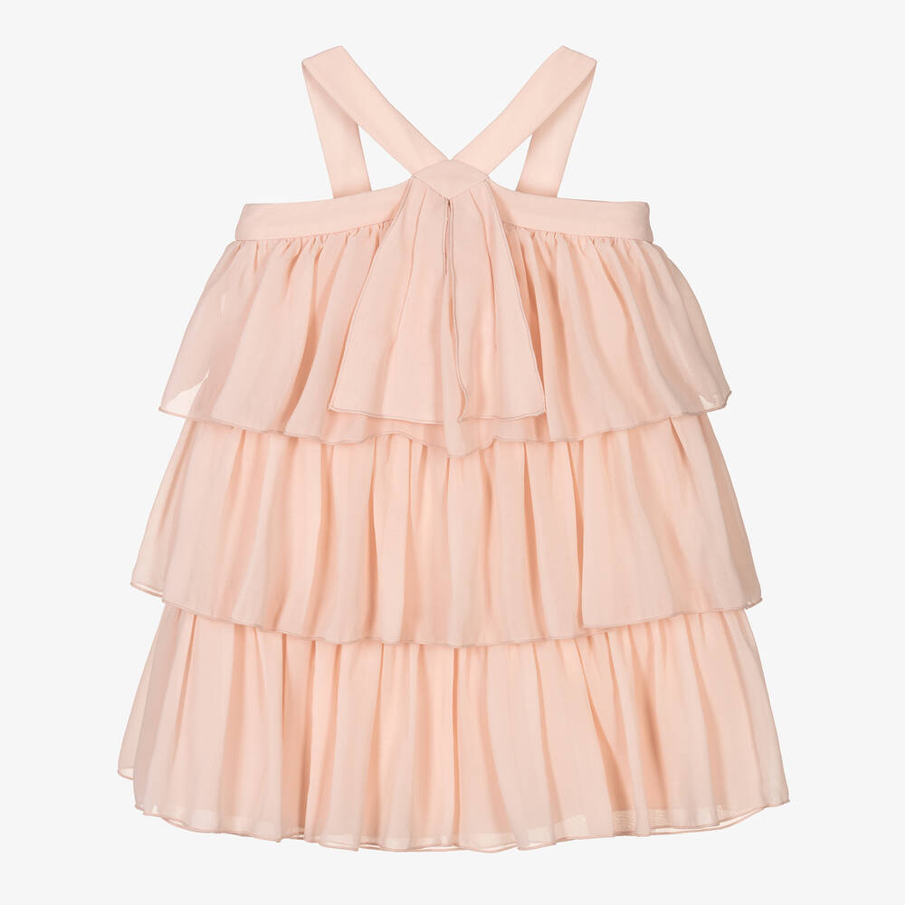 Abel & Lula-Girls Pink Tiered Chiffon Dress | Childrensalon Outlet