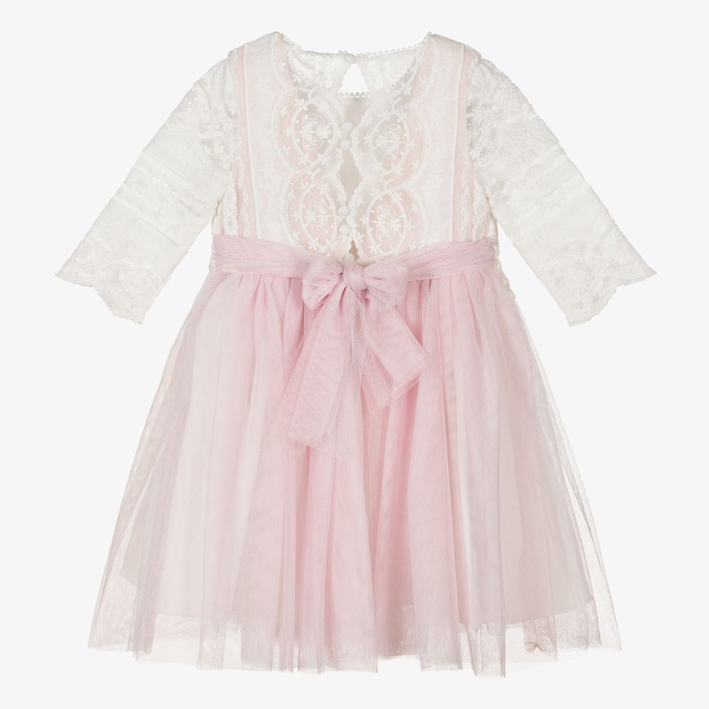 Abel & Lula-Розовое платье из тюля и кружева для девочек | Childrensalon Outlet