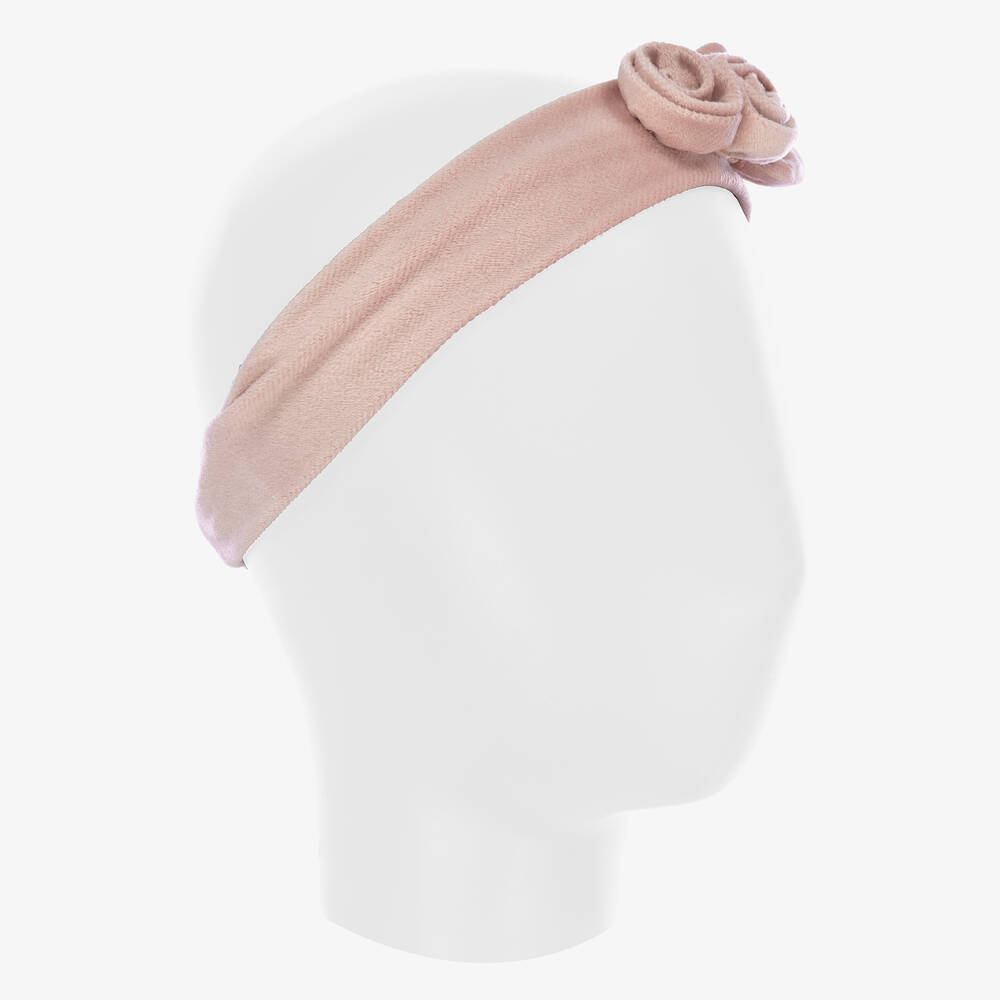 ابل اند لولا-طوق للرأس مخمل مزين بورود لون زهري للبنات | Childrensalon Outlet
