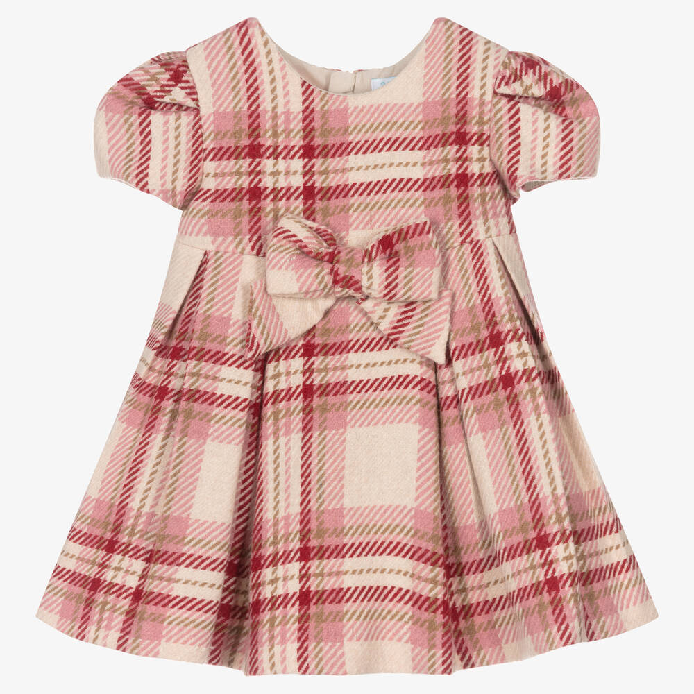 Abel & Lula - Girls Pink Wool Tartan Dress | Childrensalon