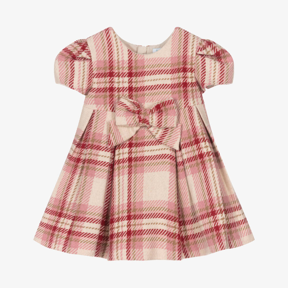 Abel & Lula-Розовое шерстяное платье в клетку | Childrensalon Outlet