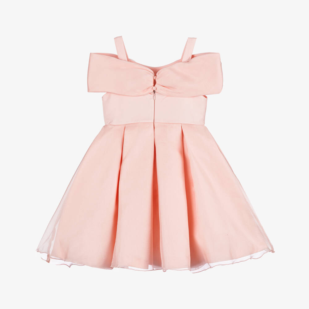 Abel & Lula-Girls Pleated Satin Bow Gown | Childrensalon Outlet