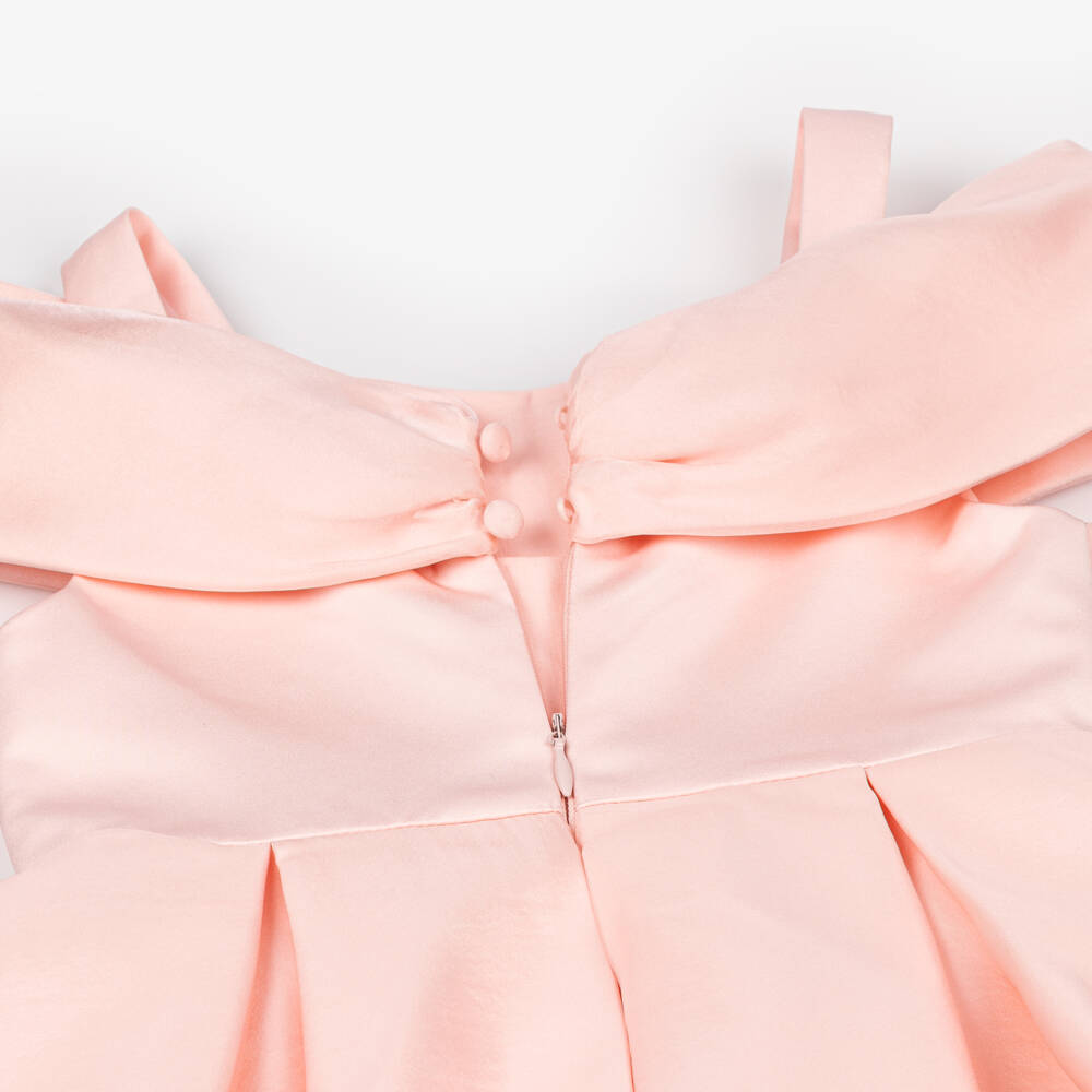 Abel & Lula-Girls Pleated Satin Bow Gown | Childrensalon Outlet