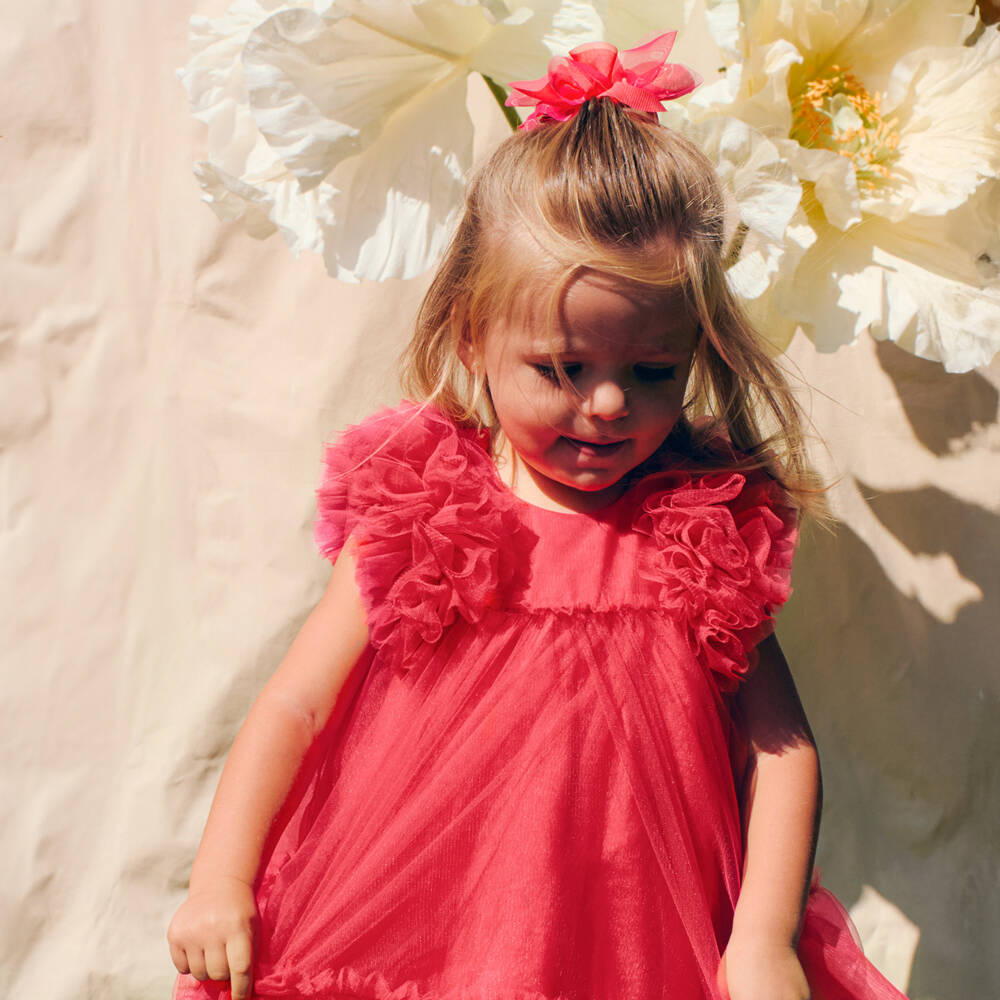 Abel & Lula-Girls Radiant Pink Tulle Gown | Childrensalon Outlet