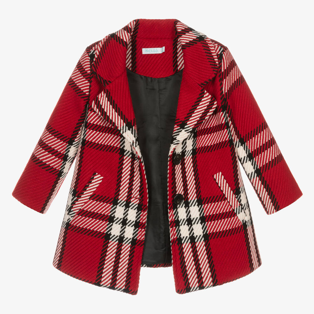 Abel Lula Manteau rouge carreaux fille