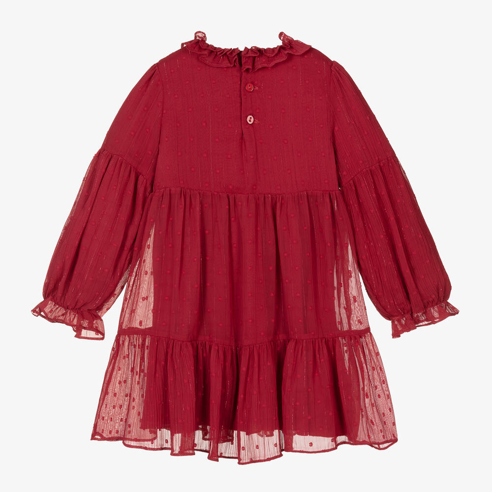 Abel & Lula-Girls Red Chiffon Dress | Childrensalon Outlet