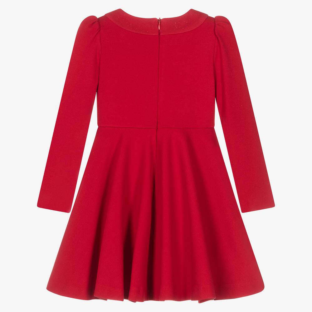 Abel & Lula-Girls Red Cotton Jersey Bow Skater Dress | Childrensalon Outlet
