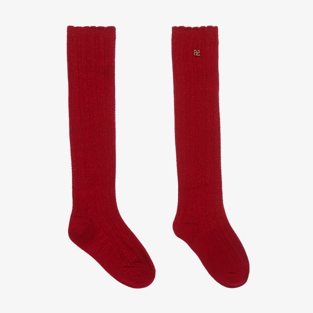 Abel & Lula - Chaussettes hautes rouge pailleté | Childrensalon