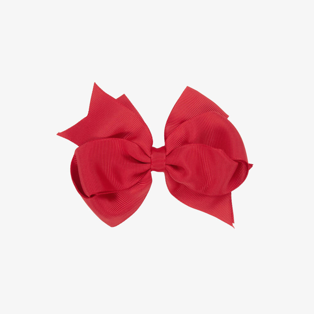 Abel & Lula-Girls Red Grosgrain Ribbon Bow Hair Clip (12cm) | Childrensalon Outlet
