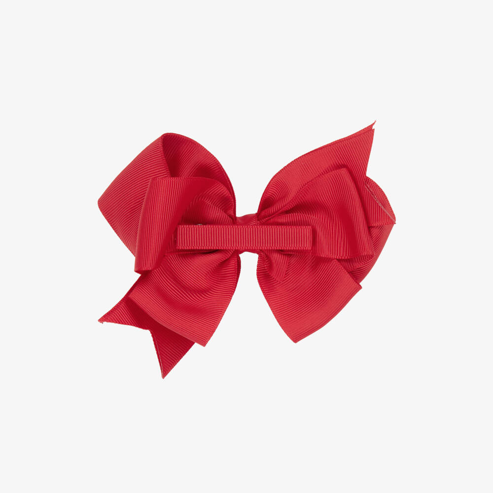 Abel & Lula-Girls Red Grosgrain Ribbon Bow Hair Clip (12cm) | Childrensalon Outlet