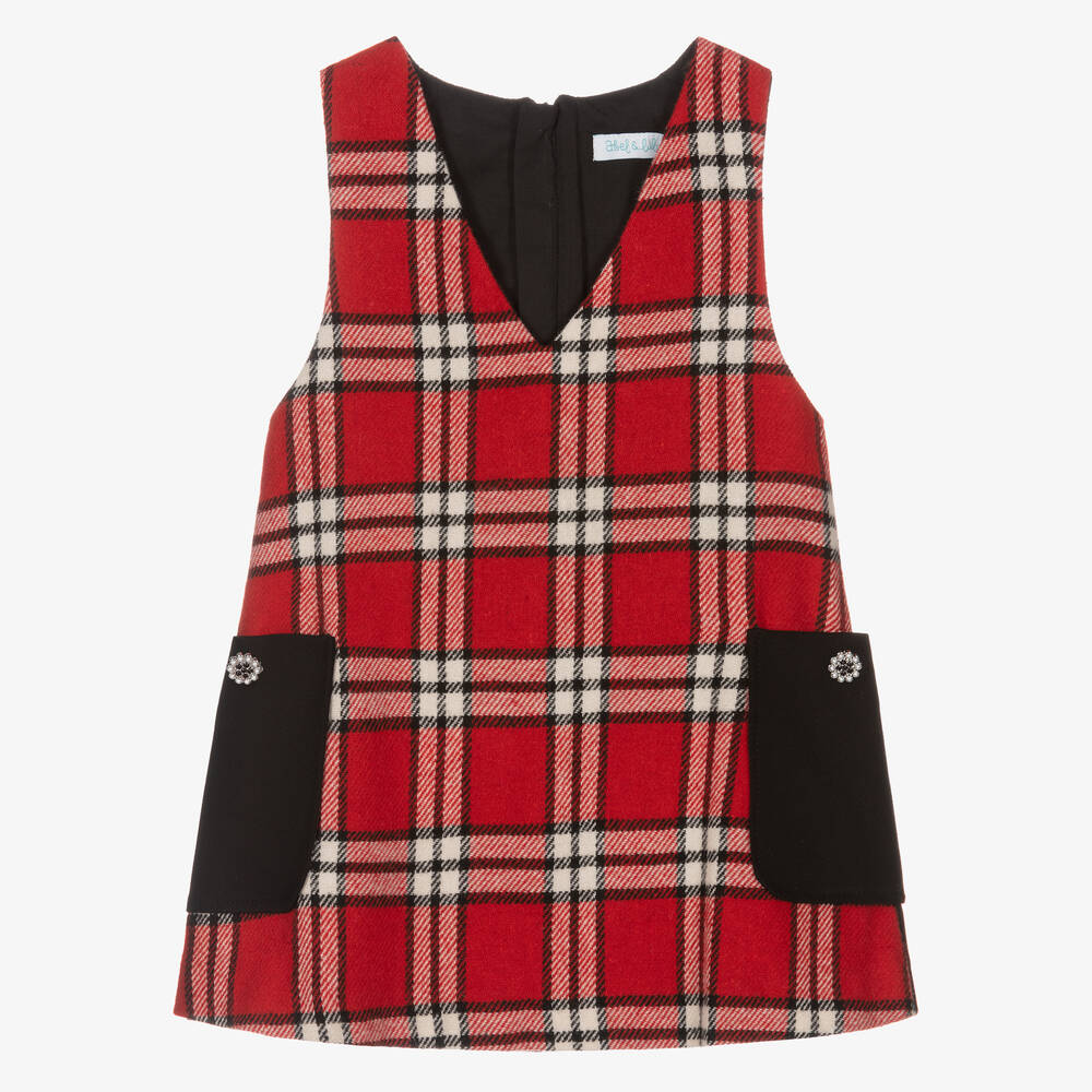 Abel & Lula - Girls Red Tartan Dress | Childrensalon