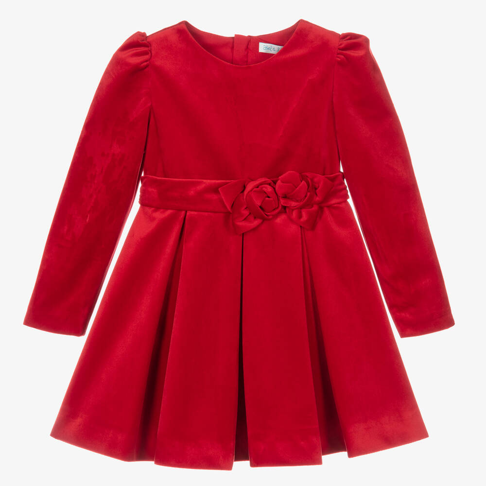 Abel & Lula - Girls Red Velvet Dress | Childrensalon