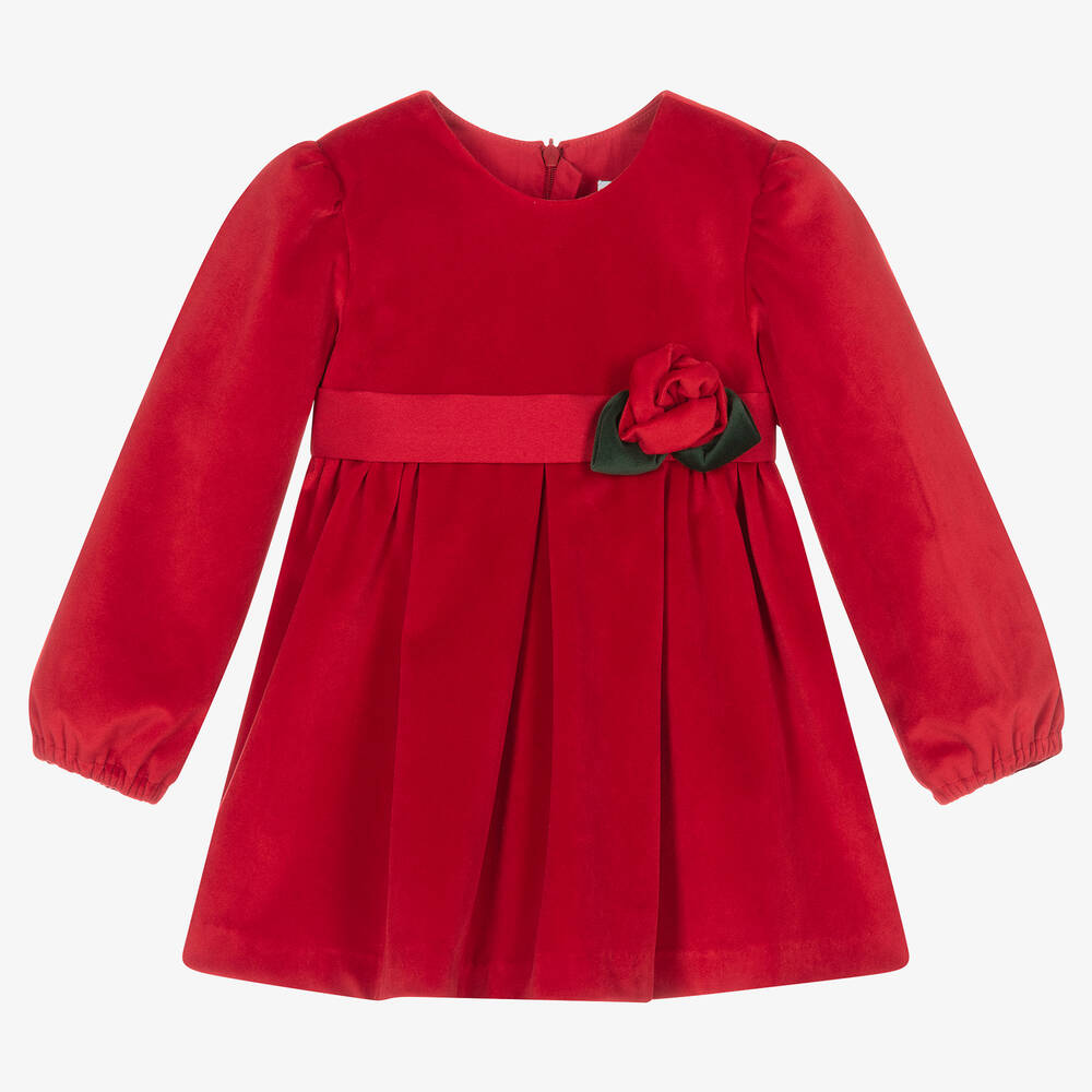 Abel & Lula - Rotes Samtkleid für Mädchen | Childrensalon