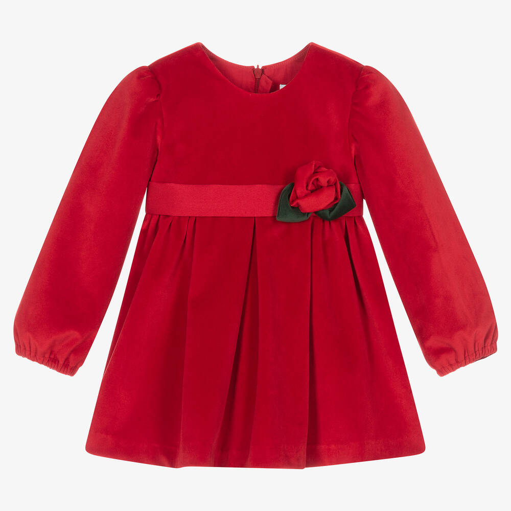 Abel & Lula - Girls Red Velvet Dress | Childrensalon