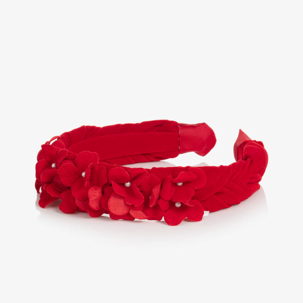 Abel & Lula-طوق للشعر مخمل لون أحمر للبنات | Childrensalon Outlet