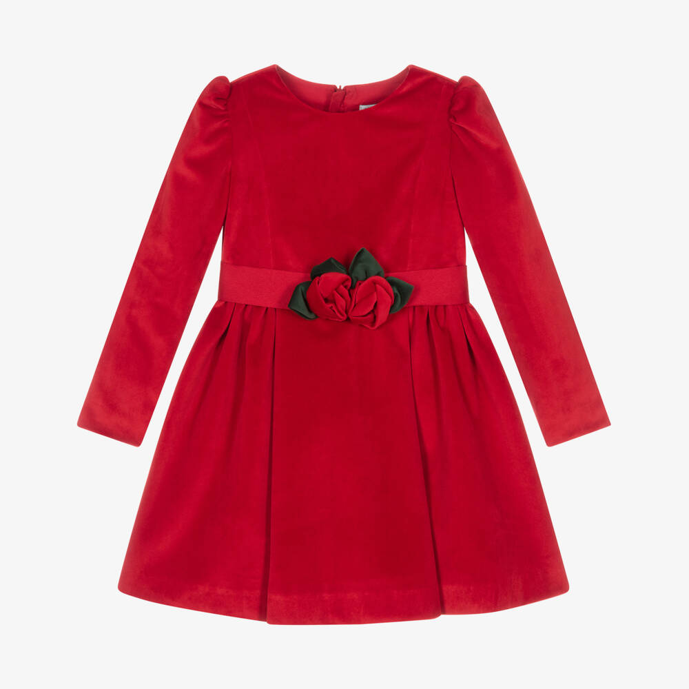 Abel & Lula-Girls Red Velvet Rose Dress | Childrensalon Outlet