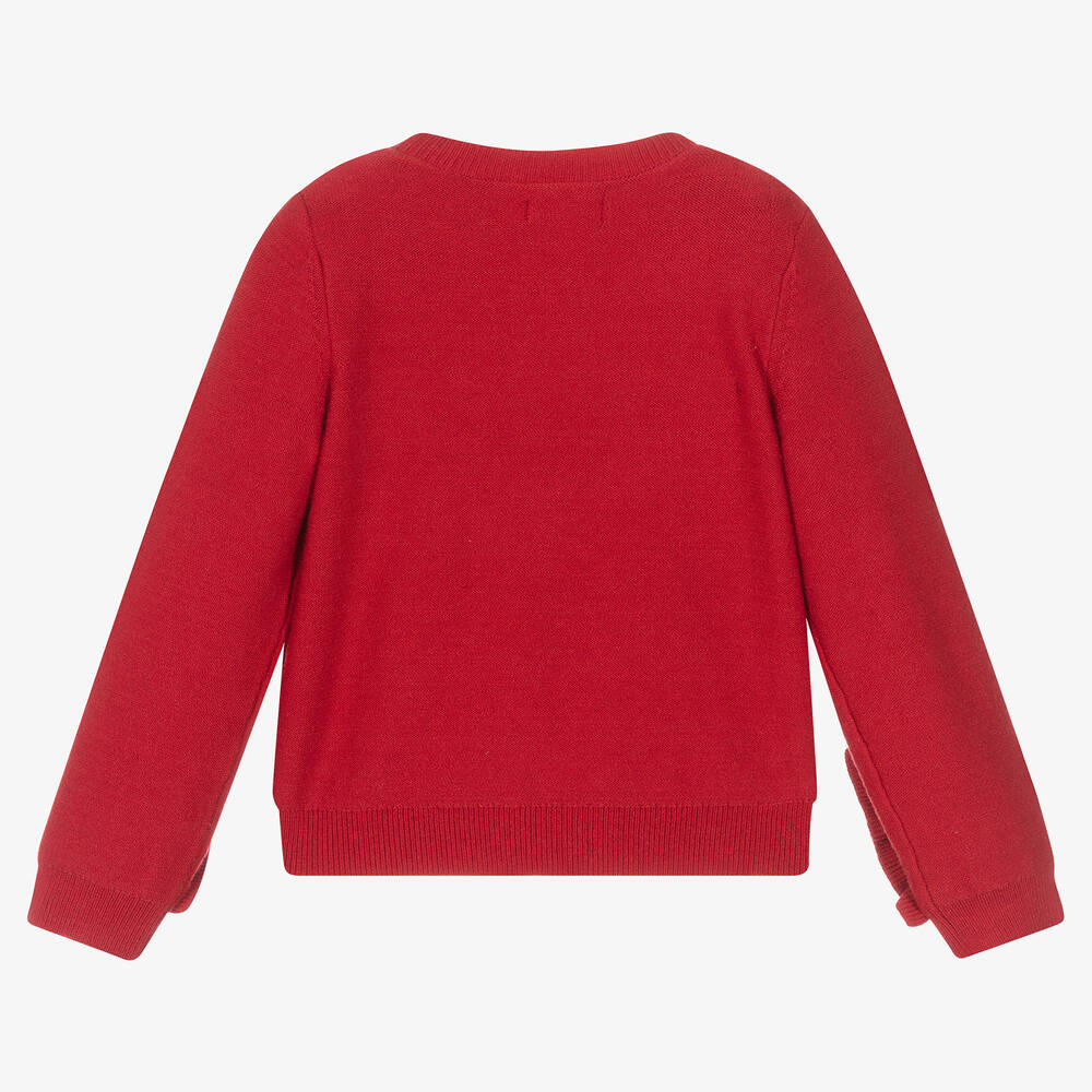 Abel & Lula-Girls Red Viscose Ruffle Detail Sweater | Childrensalon Outlet