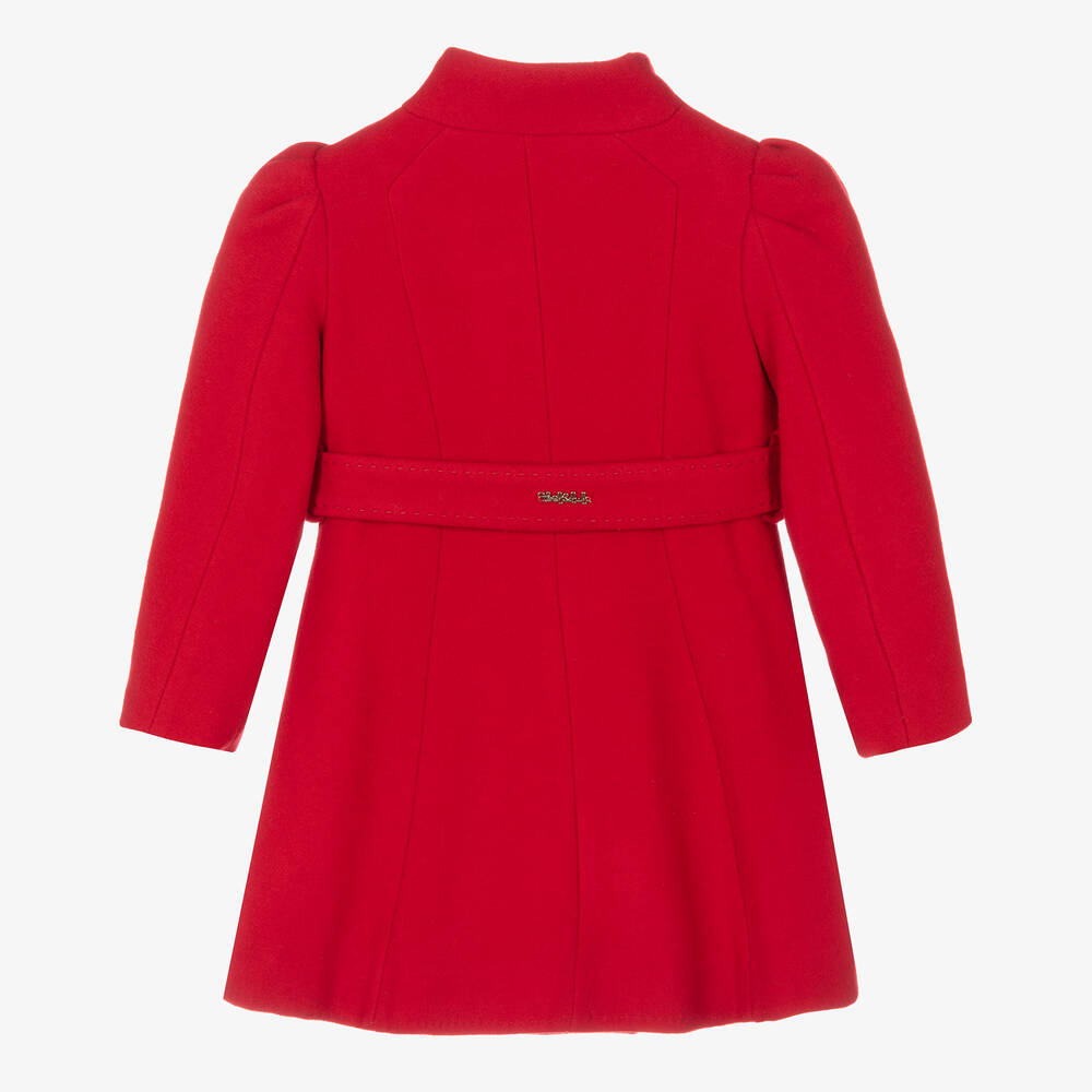 Abel & Lula-Girls Red Wool Belted Coat | Childrensalon Outlet