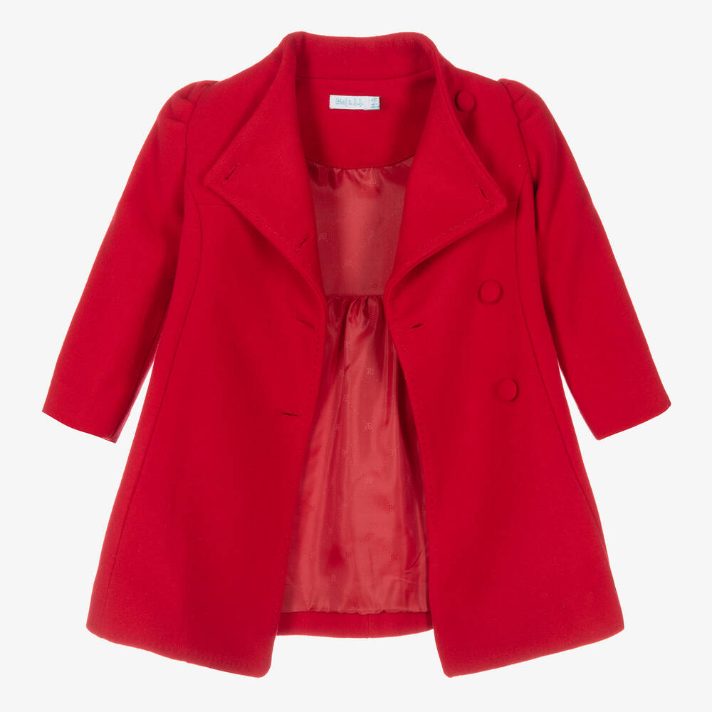 Abel & Lula-Girls Red Wool Belted Coat | Childrensalon Outlet